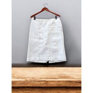 Tibi Quilted Off White Cotton Blend Fully Lined Skirt Womens Size 6 Chic